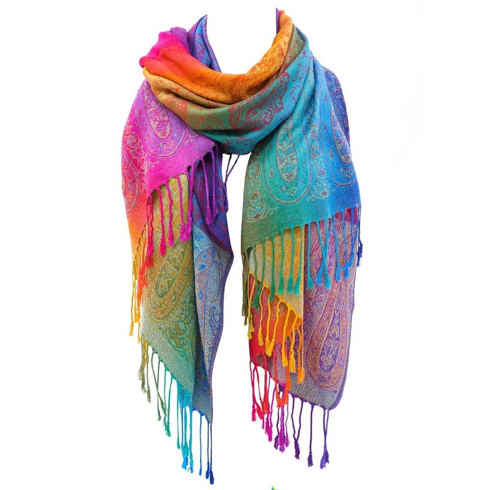 Paisley Patterned Multicolor Scarf - Picture 2 of 11